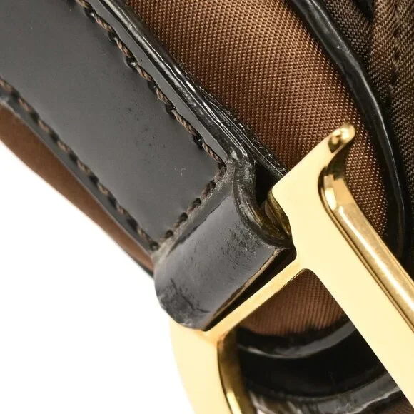 Christian Dior Brown Nylon Double Saddle Handbag RU0061 126277 - Picture 4 of 10
